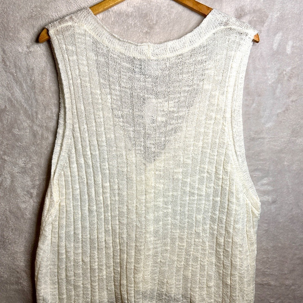 Asos Knitted Vest Top Womens 22 Cream Sleeveless Ribbed Lace-Up Boho Festival - Picture 6 of 8